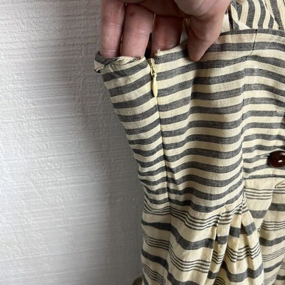 MAEVE Dress 2 Womens Gray Yellow Striped Pockets Spaghetti Strap Anthropologie - Picture 8 of 10